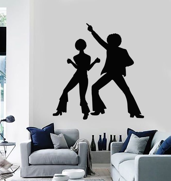 Vinyl Wall Decal Silhouette Disco Dancers Dance Party Art Stickers Mural Unique Gift (ig5030)