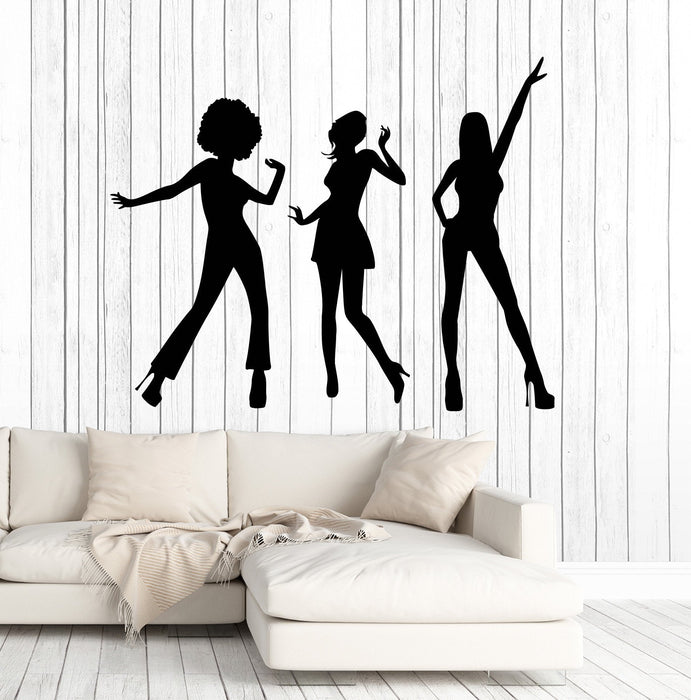 Vinyl Wall Decal Disco Dance Women Silhouette Music Girls Musical Stickers Murals Unique Gift (ig4968)