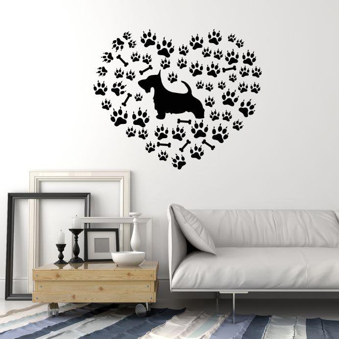 Autocollant mural en vinyle pattes de chien animalerie salon de toilettage autocollants pour animaux cadeau unique (ig5175)