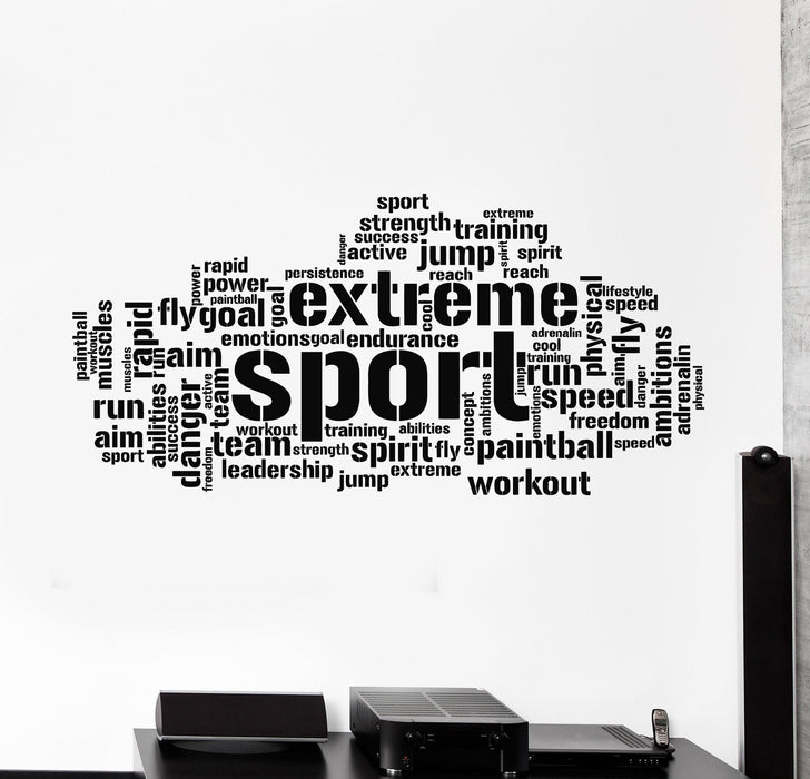 Vinyl Wall Decal Extreme Sport Words Cloud Workout Training Stickers Mural Unique Gift (ig5019)