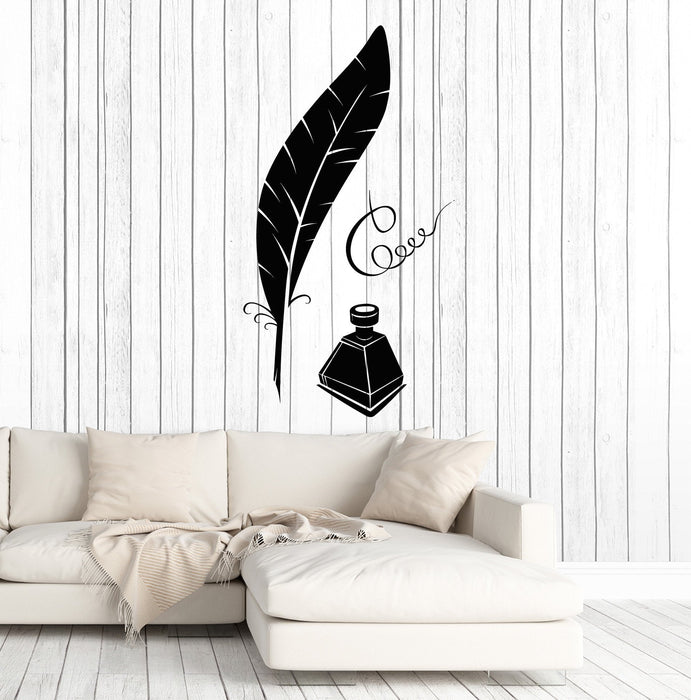 Vinyl Wall Decal Feather Ink Writer Journalist Office Art Stickers Mural Unique Gift (ig4980)
