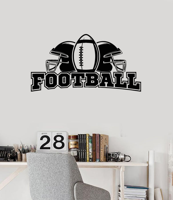 Vinyl Wall Decal Football Lettering Ball Helmets Sports Boy Room Stickers Mural Unique Gift (ig5181)