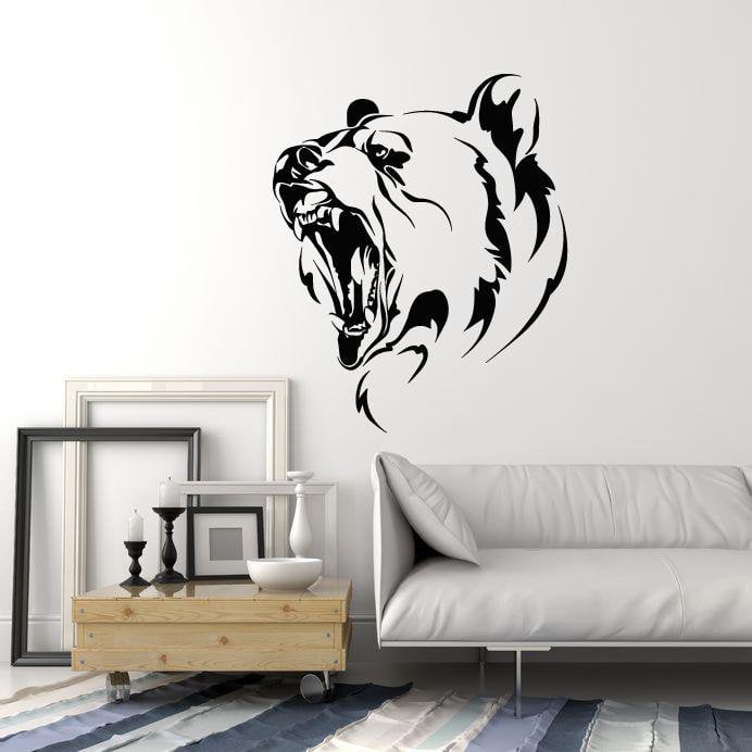 Vinyl Wall Decal Growling Bear Tribal Animal Hunting Art Home Decor Stickers Mural Unique Gift (ig5089)