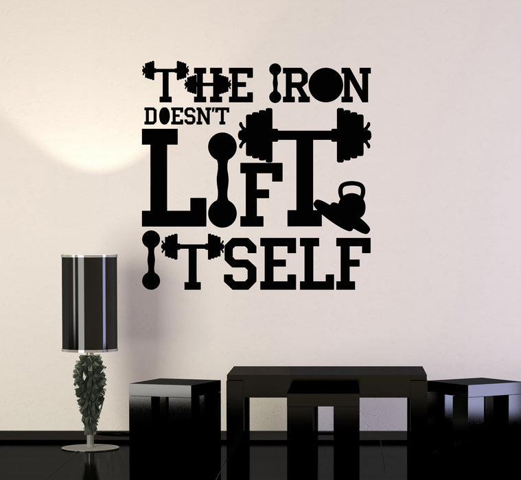 Vinyl Wall Decal Gym Motivation Quote Iron Sport Fitness Art Stickers Mural Unique Gift (ig5046)