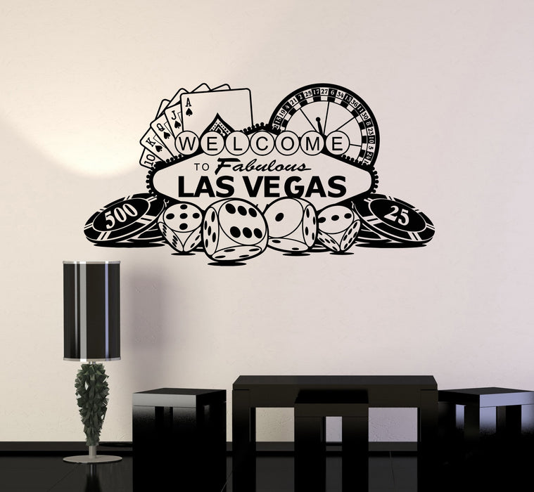 Vinyl Wall Decal Las Vegas Casino Roulette Gambling Gambler Stickers Mural Unique Gift (ig5058)