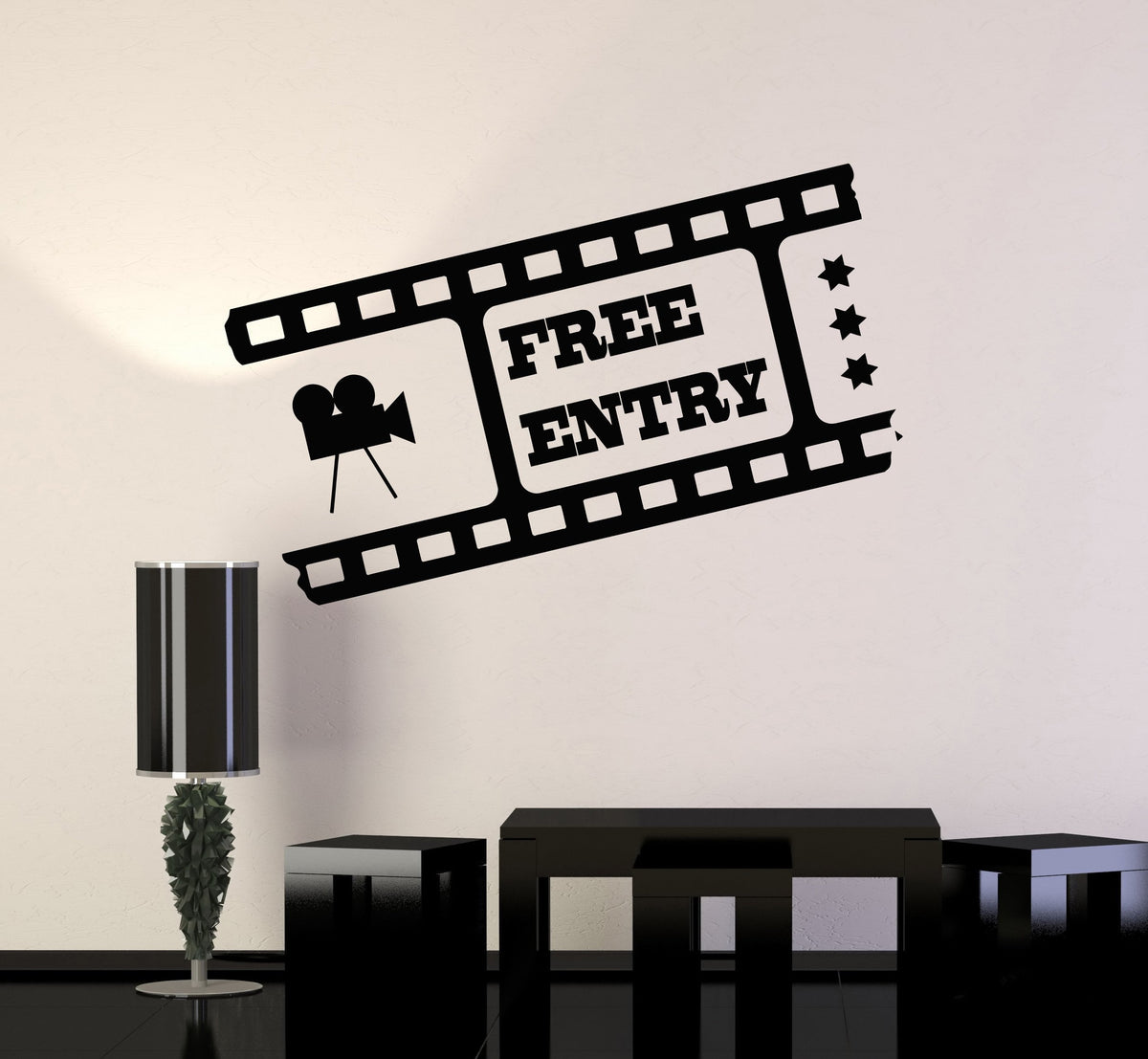 Vinyl Wall Decal Media Room Decor Filmstrip Cinema Movie Art Stickers ...