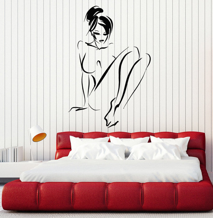Vinyl Wall Decal Naked Woman Sketch Bedroom Adult Decorating Stickers Mural Unique Gift (ig4997)