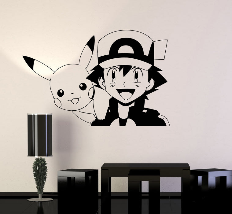 Vinyl Wall Decal Pikachu Funny Art Decor for Kids Room Pokemon