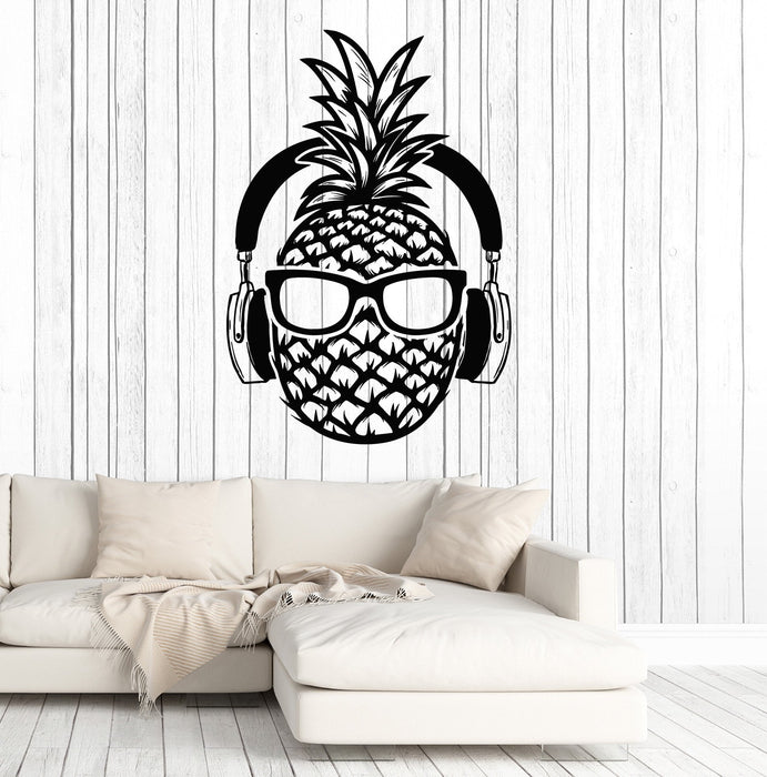 Vinyl Wall Decal Pineapple Headphones Music Art Teen Room Stickers Mural Unique Gift (ig4994)