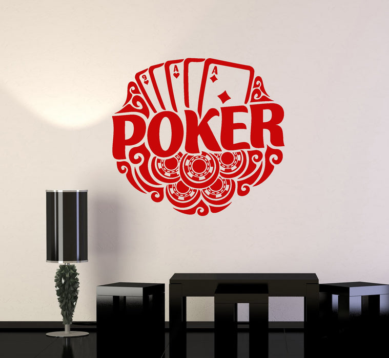 Виниловая наклейка на стену Покер Арт Комната Карты Казино Игрок Азартные игры Наклейки Фреска Уникальный подарок (ig5120)