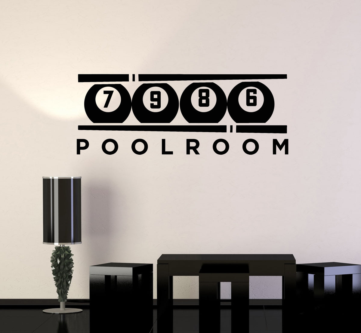 Vinyl Wall Decal Poolroom Billiard Club Decor Balls Cue Stickers Mural ...