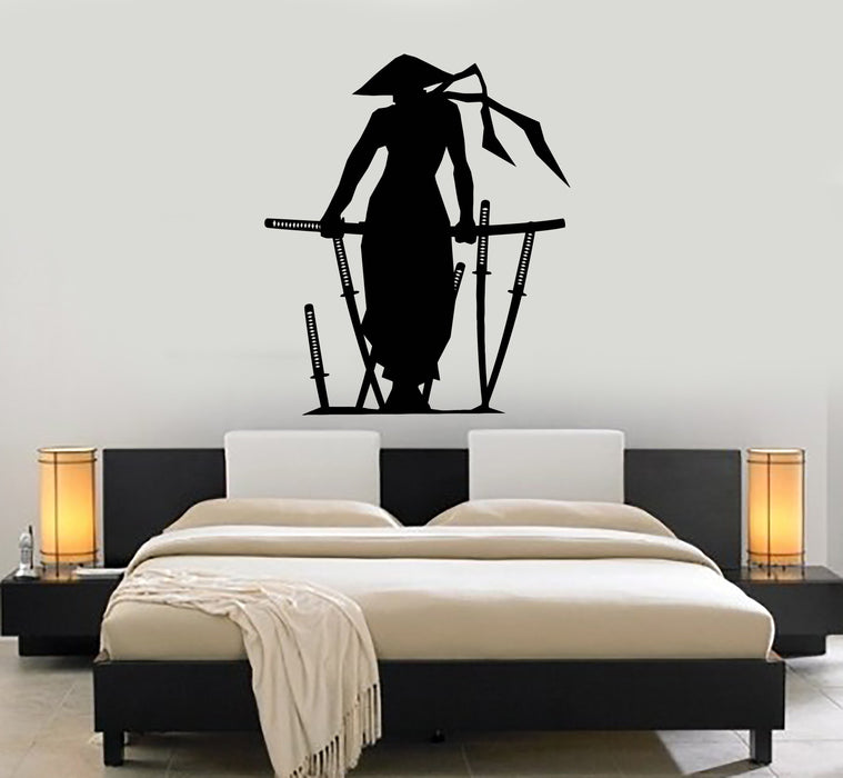 Vinyl Wall Decal Samurai Silhouette Katana Japanese Sword Asian Style Stickers Mural Unique Gift (ig5088)