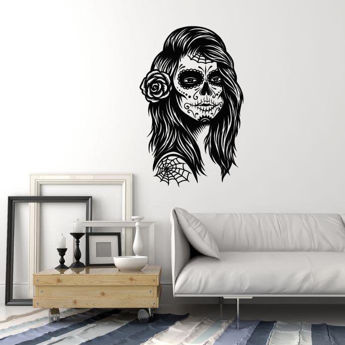 Vinyl Wall Decal Calavera Skull Girl Woman Mexico Mexican Art Day of the Dead Stickers Mural Unique Gift (ig5126)