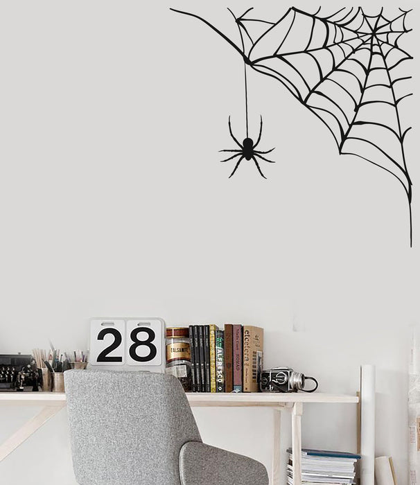 Vinyl Wall Decal Spider Web Funny Halloween Decorating Room Stickers Mural Unique Gift (ig5144)