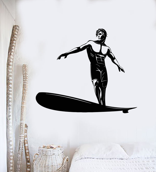 Autocollant mural en vinyle Surfer Man Surfing Beach Style Sports Art Stickers Mural Cadeau unique (ig5012)