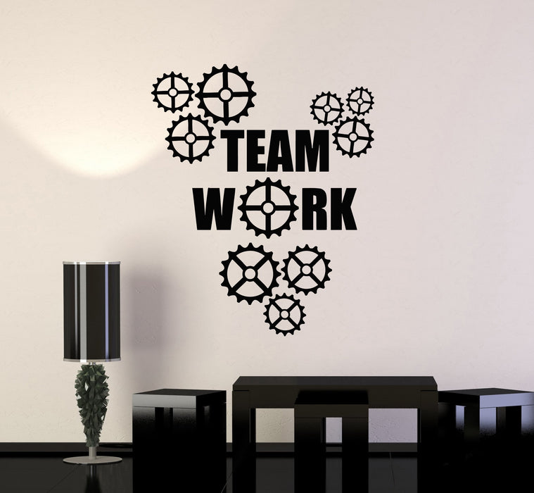 Vinyl Wall Decal Teamwork Gears Office Art Decorating Business Team Stickers Mural Unique Gift (ig5059)