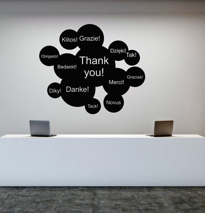 Vinyl Wall Decal Thank You International Words Business Office Decor Stickers Mural Unique Gift (ig5068)