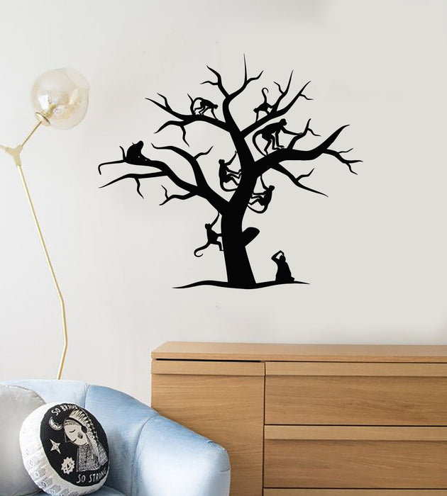 Виниловые наклейки на стену Дерево Обезьяны Животные Детская комната Детская комната Искусство Декор Наклейки Фреска Уникальный подарок (ig5096)