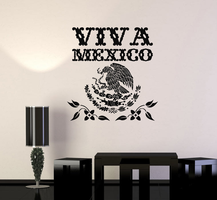 Vinyl Wall Decal Viva Mexico Mexican Eagle Symbol Art Decor Stickers Mural Unique Gift (ig5202)