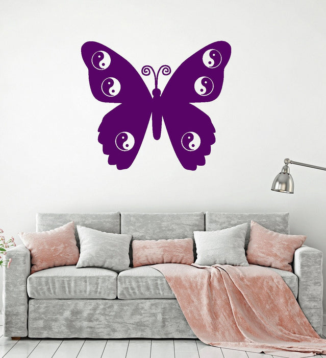 Vinyl Wall Decal Zen Butterfly Yin Yang Yoga Meditation Room Art Stickers Mural Unique Gift (ig5008)