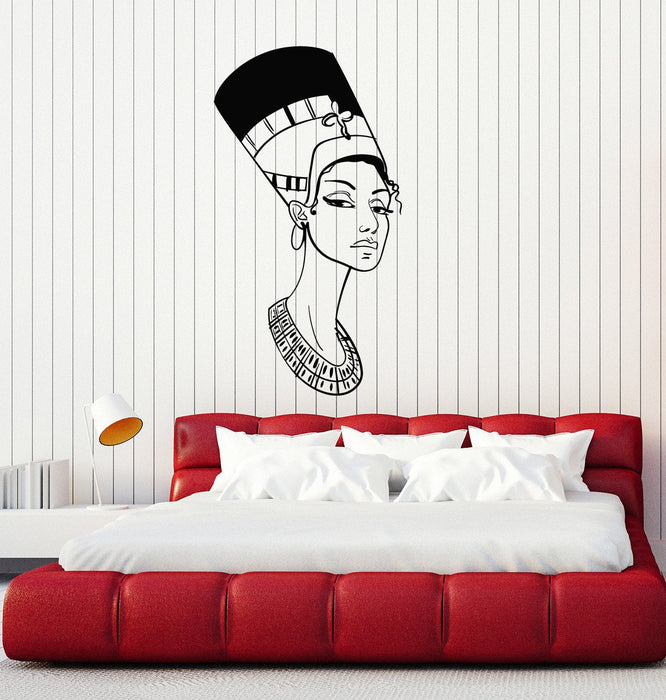 Vinyl Wall Decal Portrait Beautiful Nefertiti Egyptian Queen Egypt Stickers Mural Unique Gift (ig5045)