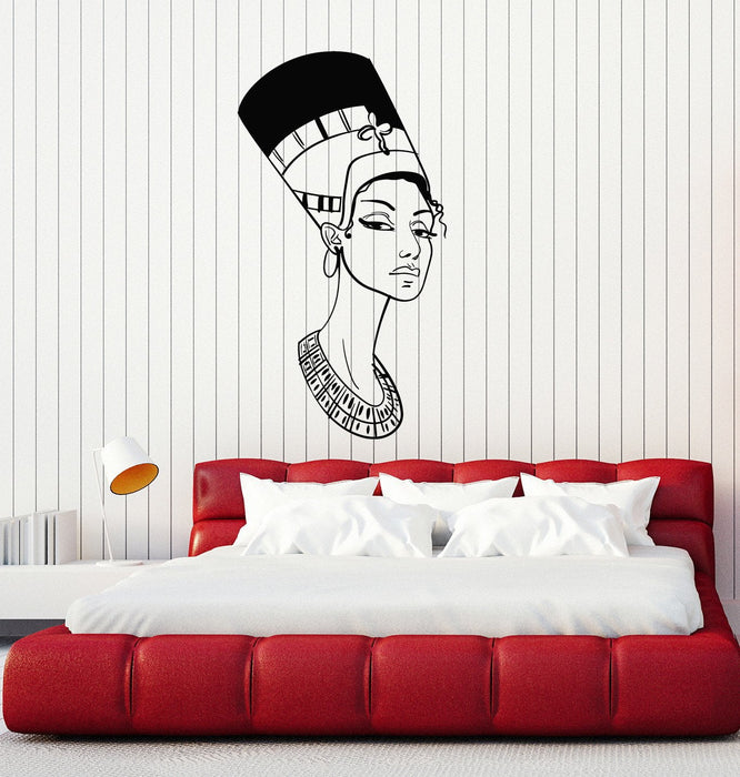 Vinyl Wall Decal Portrait Beautiful Nefertiti Egyptian Queen Egypt Stickers Mural Unique Gift (ig5045)