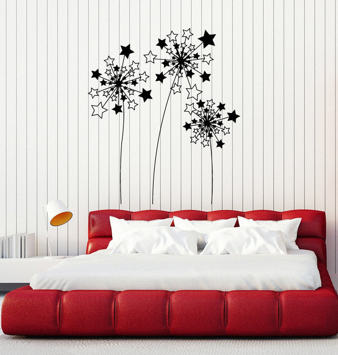 Vinyl Wall Decal Stars Dandelions Flowers Art Home Decorating Idea Stickers Mural Unique Gift (ig5038)