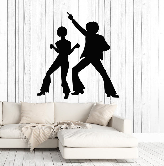 Vinyl Wall Decal Silhouette Disco Dancers Dance Party Art Stickers Mural Unique Gift (ig5030)