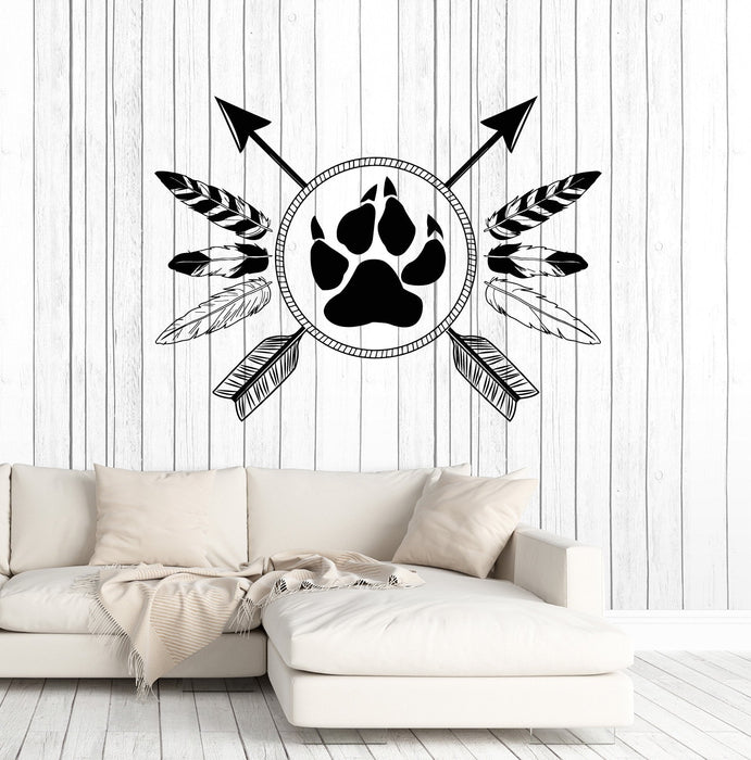 Vinyl Wall Decal Ethnic Style Amulet Tribal Art Arrows Feathers Stickers Unique Gift (ig4944)