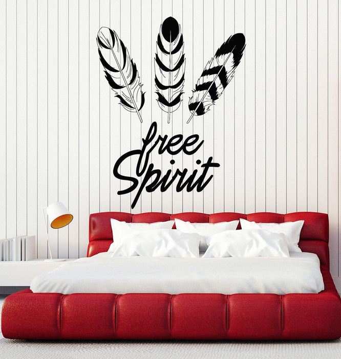 Vinyl Wall Decal Feathers Free Spirit Ethnic Style Room Art Stickers Mural Unique Gift (ig5039)