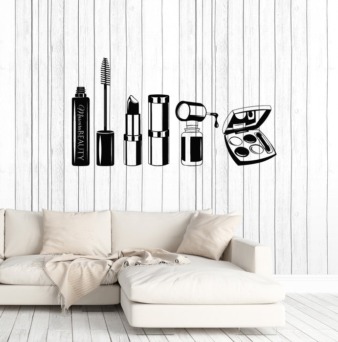 Виниловая наклейка на стену салон красоты тушь стилист женщина девушка комната наклейки настенная роспись уникальный подарок (ig5042)