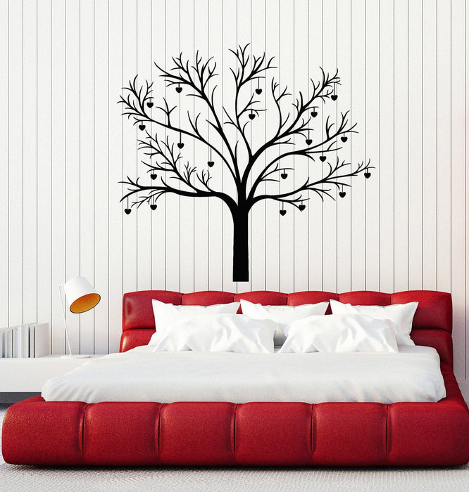 Vinyl Wall Decal Romantic Tree Bedroom Art Room Idea Hearts Love Stickers Mural Unique Gift (ig5033)