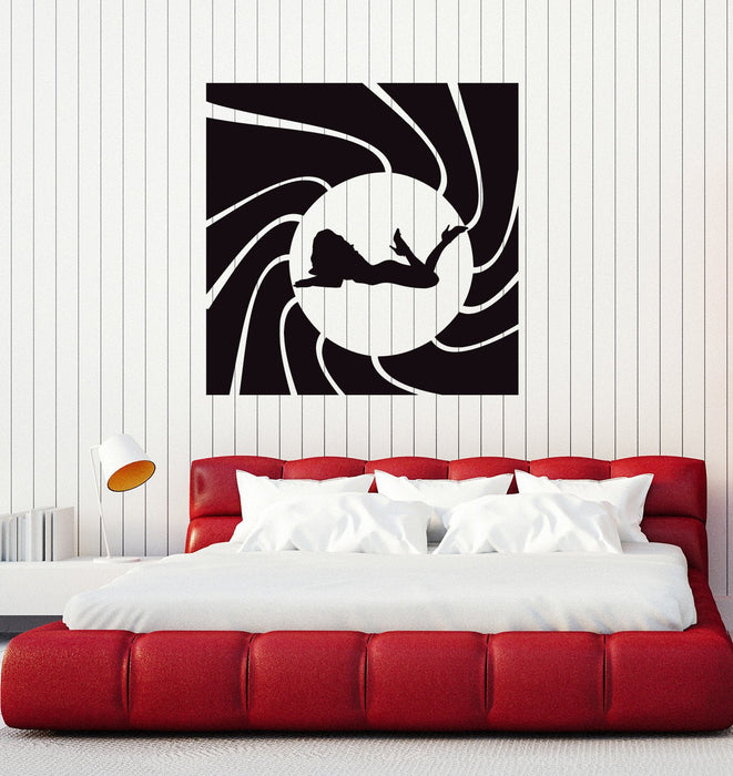 Autocollant mural en vinyle sexy agent secret James Bond espion silhouette autocollants art mural cadeau unique (ig5009)