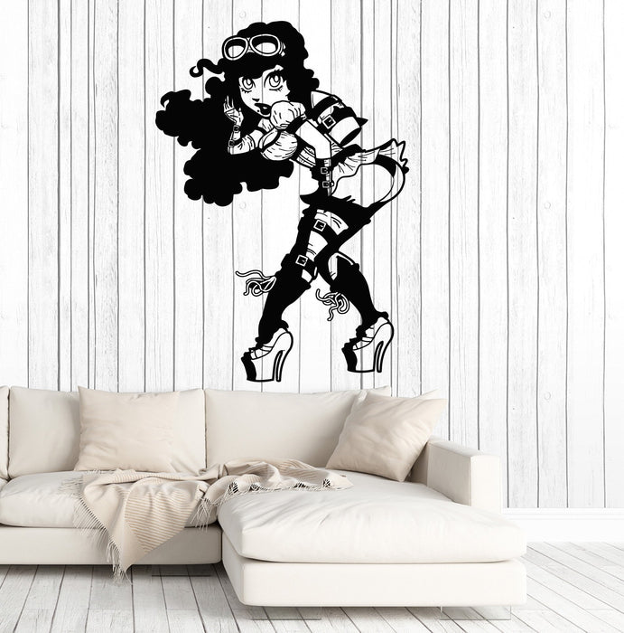 Vinyl Wall Decal Sexy Steampunk Girl with Rocket Art Decorating Stickers Mural Unique Gift (ig5017)