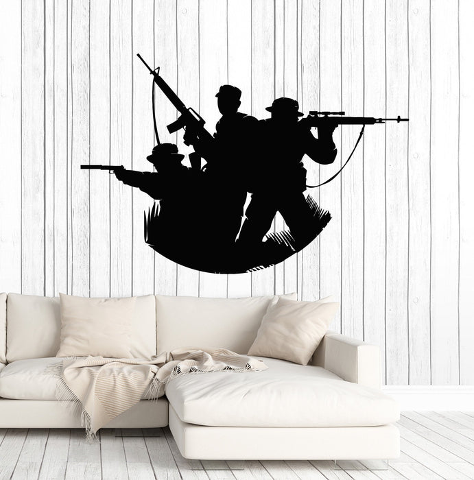 Vinyl Wall Decal Soldiers Silhouette Military Art Decorating War Stickers Mural Unique Gift (ig5051)