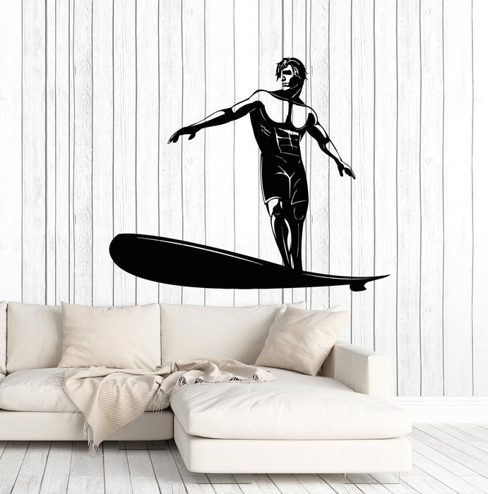 Autocollant mural en vinyle Surfer Man Surfing Beach Style Sports Art Stickers Mural Cadeau unique (ig5012)