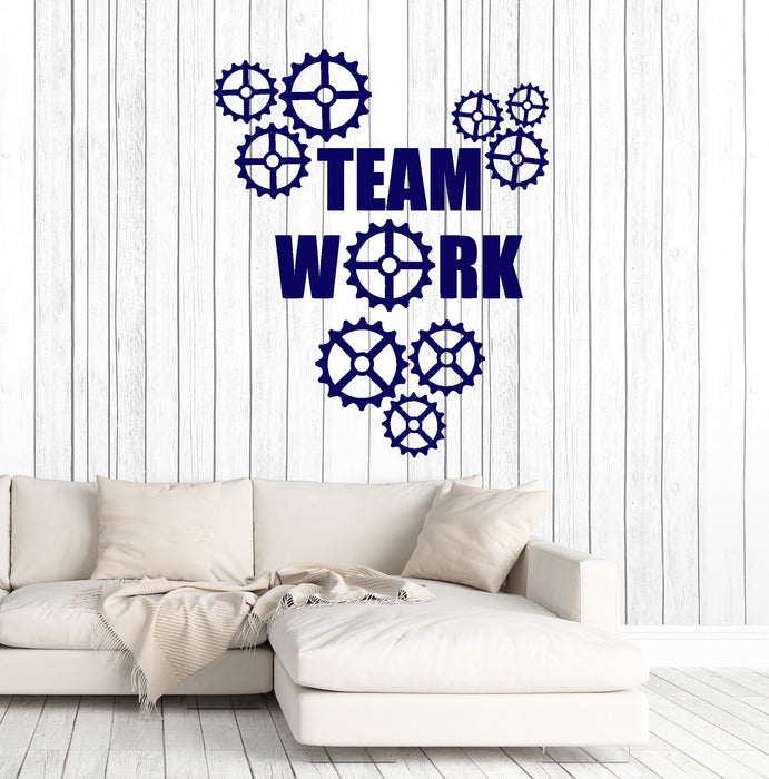 Vinyl Wall Decal Teamwork Gears Office Art Decorating Business Team Stickers Mural Unique Gift (ig5059)