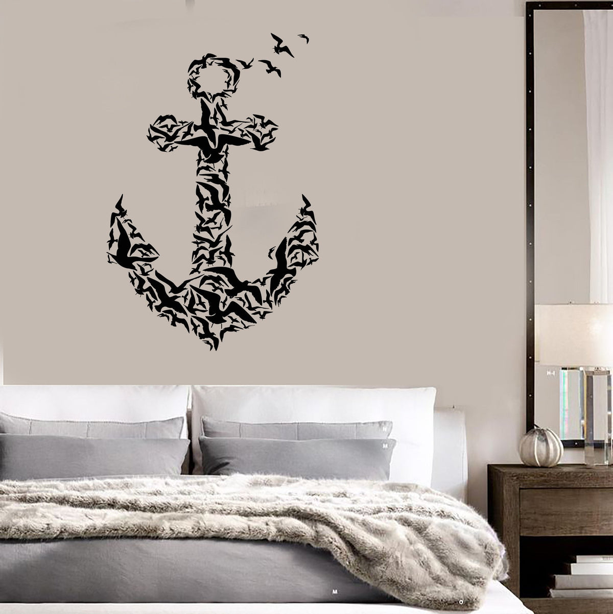 Vinyl Decal Anchor Birds Sea Nautical Marine Sailor Art Mural Wall Sti ...