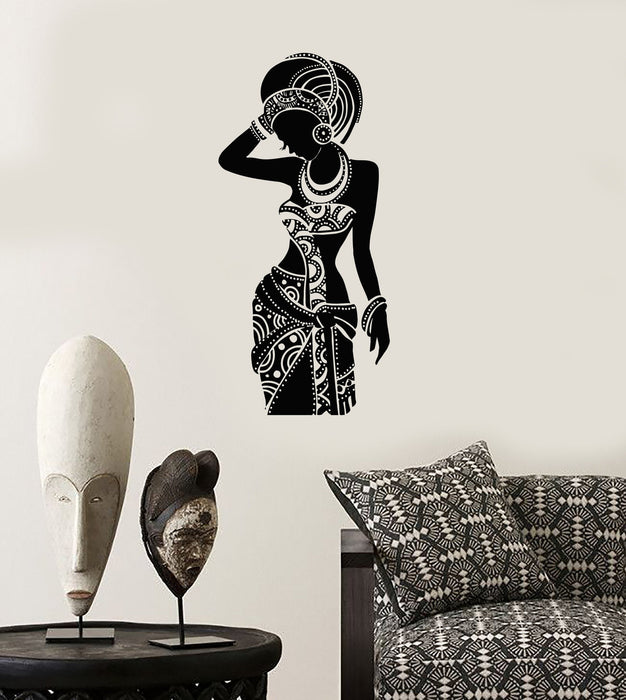 Vinyl Wall Decal Silhouette African Woman Africa Ethnic Stickers Mural Unique Gift (ig3396)