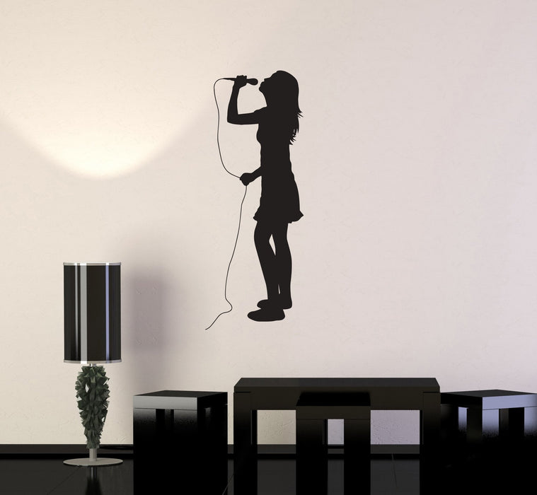 Vinyl Decal Singer Silhouette Girl Karaoke Musical Decor Wall Stickers Unique Gift (ig2763)