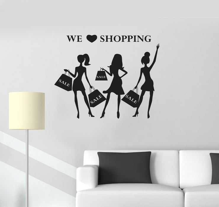 Vinyl Decal Shopping Woman Girl Room Sale Fashion Shop Wall Stickers Unique Gift (ig2736)