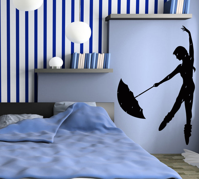 Decal Vinyl Wall Stickers Rain Dance Umbrella Girl Romantic Bedroom Unique Gift z1094