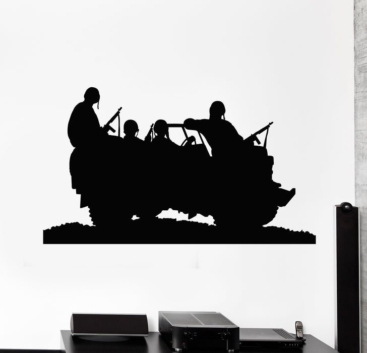 Vinyl Wall Decal War Soldiers Military Car Weapon Boys Room Stickers Mural (g236)