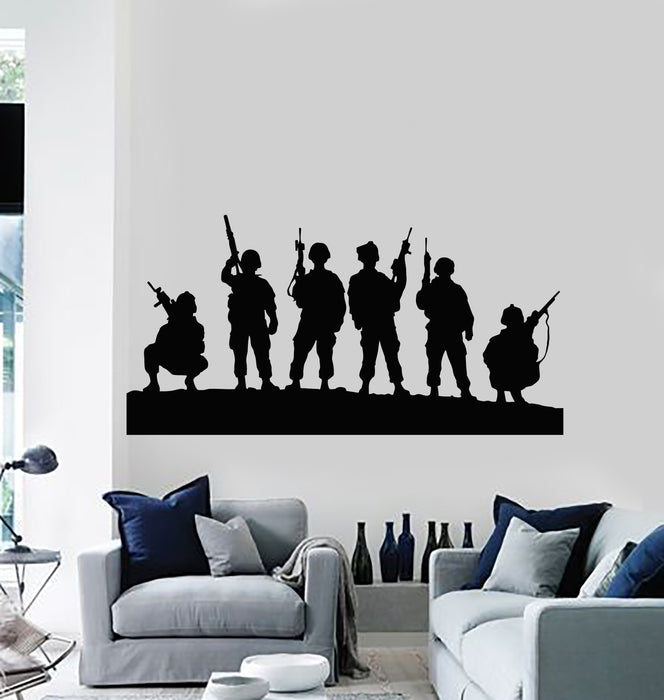 Vinyl Wall Decal Children Soldiers Military Weapons War Stickers Mural (g1051)