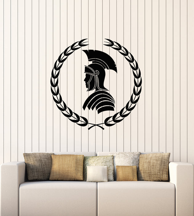 Vinyl Wall Decal Roman Warrior Of Ancient Greece Laurel Wreath Stickers Mural (g1333)