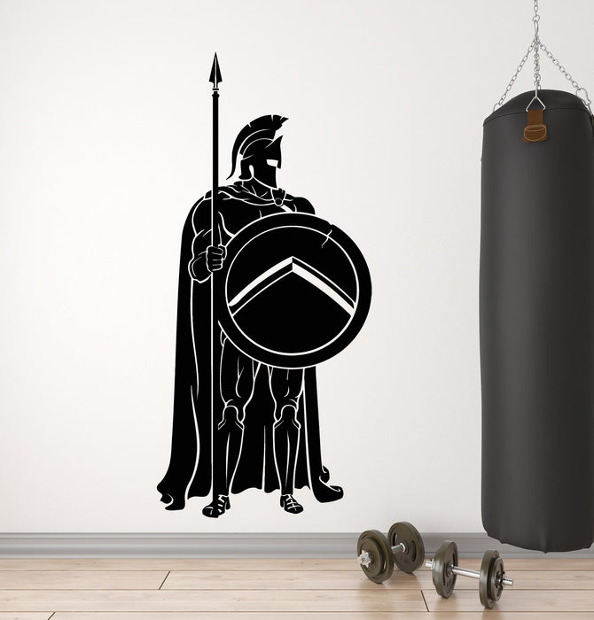 Vinyl Wall Decal Sparta Spear Shield Spartan Soldier Warrior Stickers Mural (g1377)