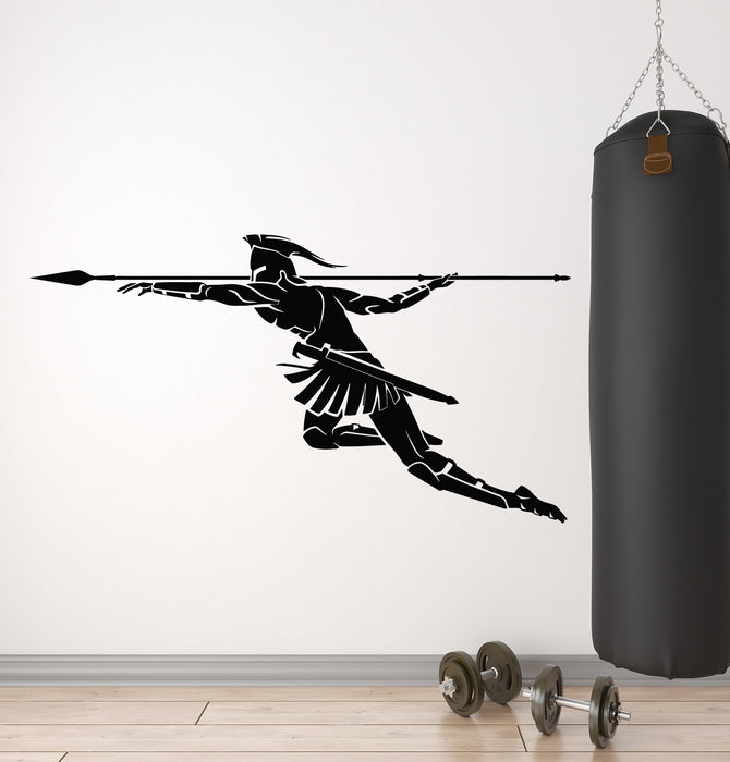 Vinyl Wall Decal Spartan Warrior With Spear Fighter Man Decor Stickers Mural (g1077)