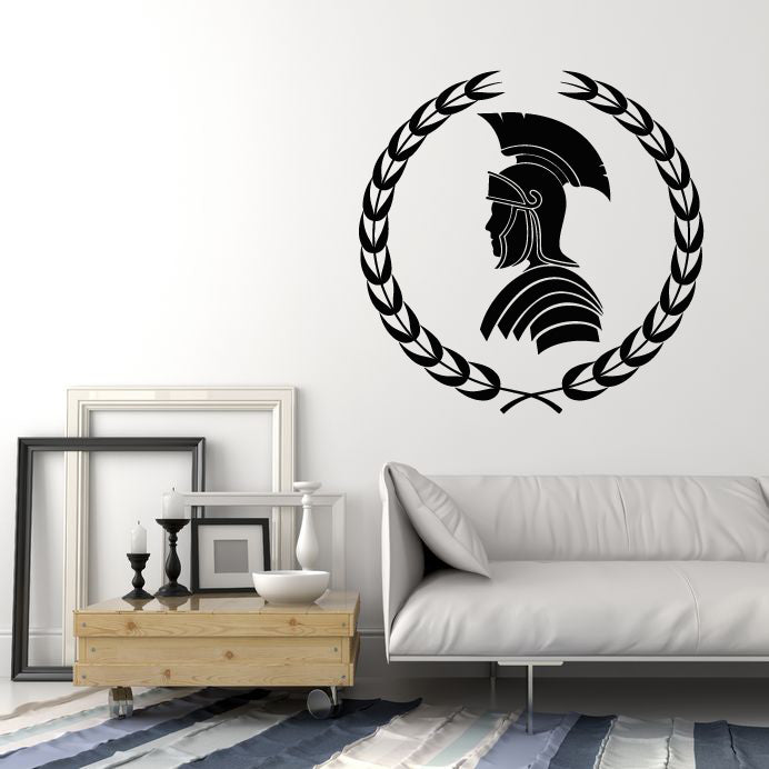 Vinyl Wall Decal Roman Warrior Of Ancient Greece Laurel Wreath Stickers Mural (g1333)