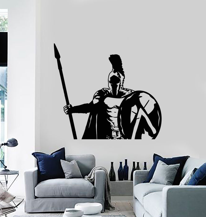 Vinyl Wall Decal Spartan Soldier Warrior Military Spear Shield Stickers Mural (g652)