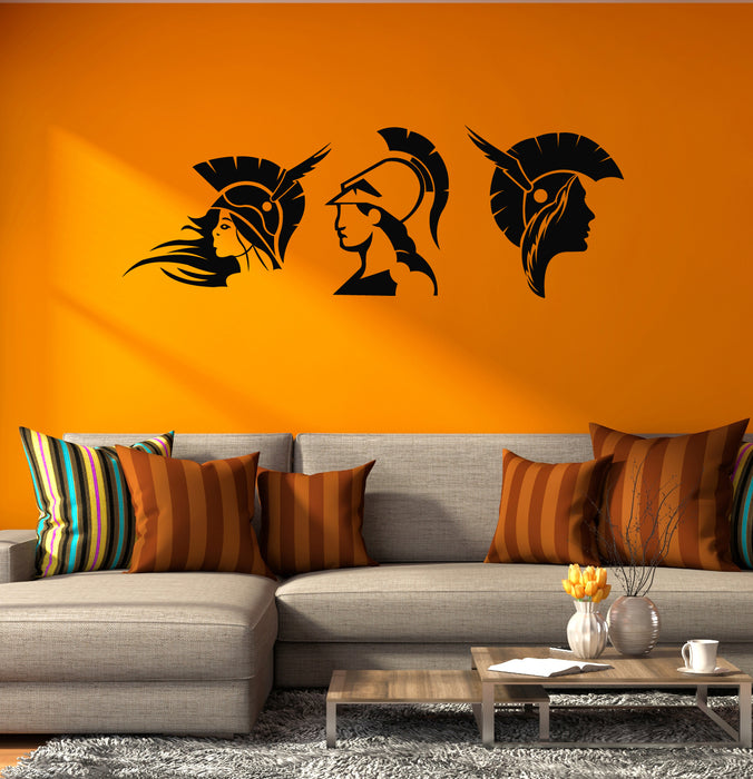 Warrior Heads Vinyl Wall Decal Spartan Helmet Soldiers Gladiator Stickers Mural (k215)